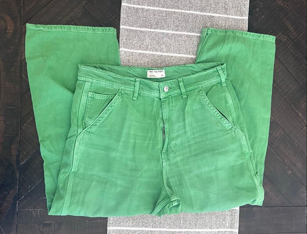 FREE PEOPLE We The Free Green High Rise Carpenter Jeans Size 30 - Picture 2 of 6